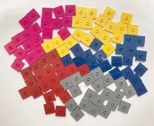 LEGO Lot of 100 Multicolor Plate Modified 2x2 With Stud In Center 87580