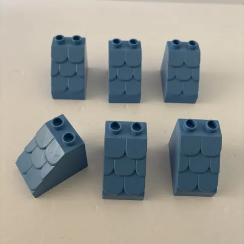 Lego Duplo Shingled Roof 1x2 Light Blue Lot of 6 Pieces