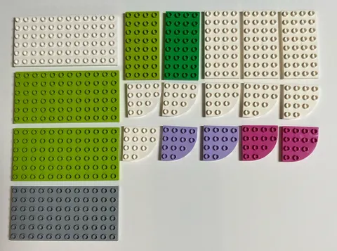 Lego Duplo Lot Light Green White Pink Purple Base Plates 6 x 12 8 x 4