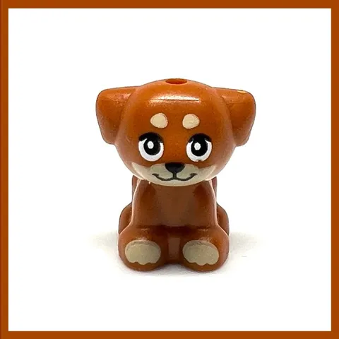 New Lego Animals Rare Smirking Orange Brown Puppy Dog Minifigure