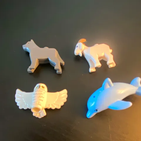 LEGO Animal Lot White Goat Light Blue Dolphin White Owl Light Gray Wolf (4)