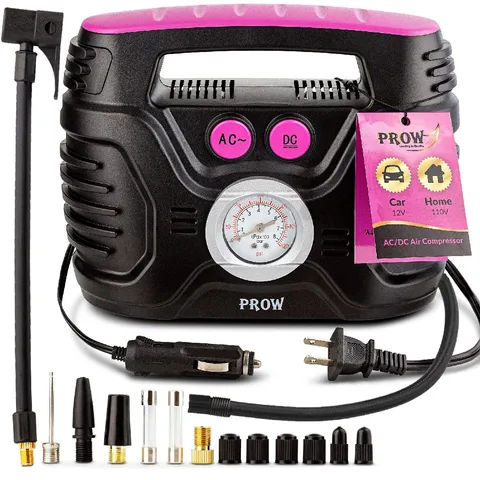 Prow Electric Air Compressor Portable Tire Inflator 12V 110V Car And Bike Pump