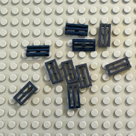 LEGO Tile Modified - Dark Blue - 1x2 Grille with Bottom Groove - QTY x10