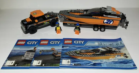 Lego 60085 100% COMPLETE w/minifigs + All 3 Manuals - 4x4 And Power Speed Boat