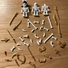 LEGO Ninjago Skeletons Mini Figures, Bones, Gold Weapons Lot With Helmet Retired