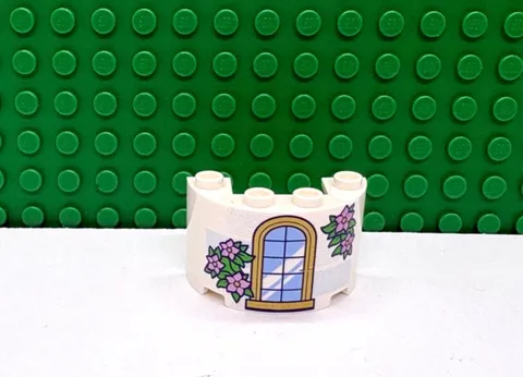 Lego 1 White 2x4x2 with Window and Flower Box Cylinder Wall Panel NEW