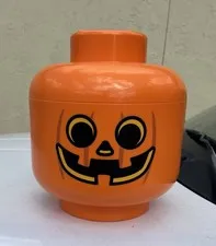 LEGO Orange Pumpkin Head Storage Halloween Candy Bowl Toys Party Holiday