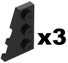 Lego Part 43723 LEFT Black WEDGE PLATES 3 x 2 Qty 3 BK1