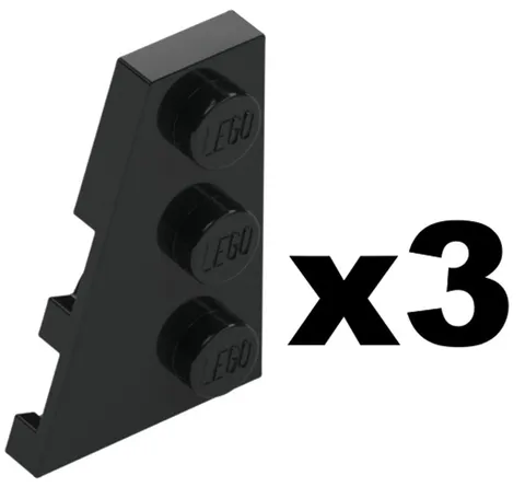 Lego Part 43723 LEFT Black WEDGE PLATES 3 x 2 Qty 3 BK1