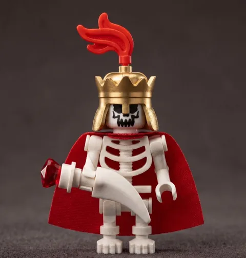 Lego SKELETON King Minifigure Chrome Gold Crown Medieval Castle Fantasy SK8