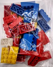 Lego 8 Post Bricks Spare Parts Lot Of 38 Pieces Blue Red Yellow White