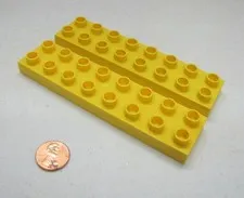 Lego Duplo 2 THIN 2x8 YELLOW BRICKS BLOCKS Building Block House Town Farm