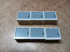 LEGO 6 WHITE CONTAINER CUPBOARD CABINET LIGHT BLUISH GRAY DOORS 2X3X2