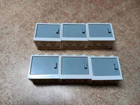 LEGO 6 WHITE CONTAINER CUPBOARD CABINET LIGHT BLUISH GRAY DOORS 2X3X2