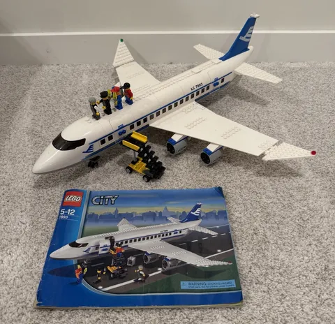 LEGO 7893 Passenger Plane With Instructions and Mini Figures Complete - (No Box)