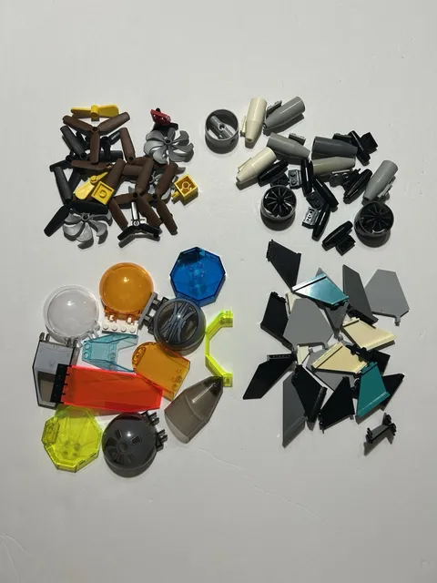 Lot of LEGO Airplane/Helicopter/Vehicle Parts - Windshields, Propellers, Wings