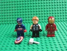 Lot LEGO Marvel Super Heroes Avengers minifigs Captain America Thor Iron Man H9