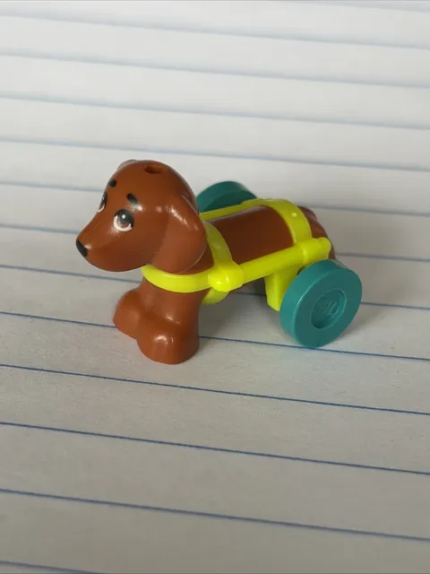 Lego Dark Orange Dog Friends Dachshund Animal Pet Handicap Wheelchair