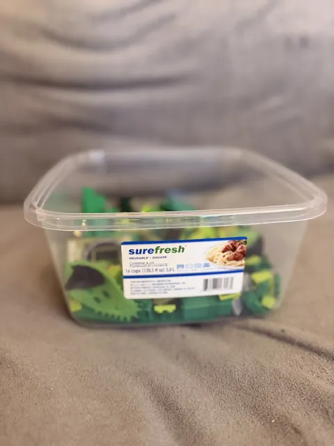 Random sorted green Lego bricks 