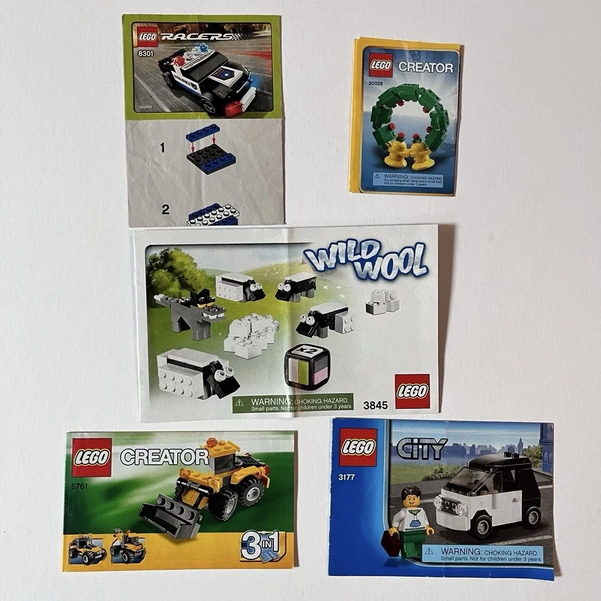 Lego Assorted Instruction Manuals Creator 5761+30028, City 3177, Racers 8301