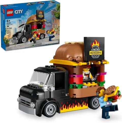 LEGO City Burger Truck Toy Building Set Burger Van and Kitchen 194 pcs (60404)