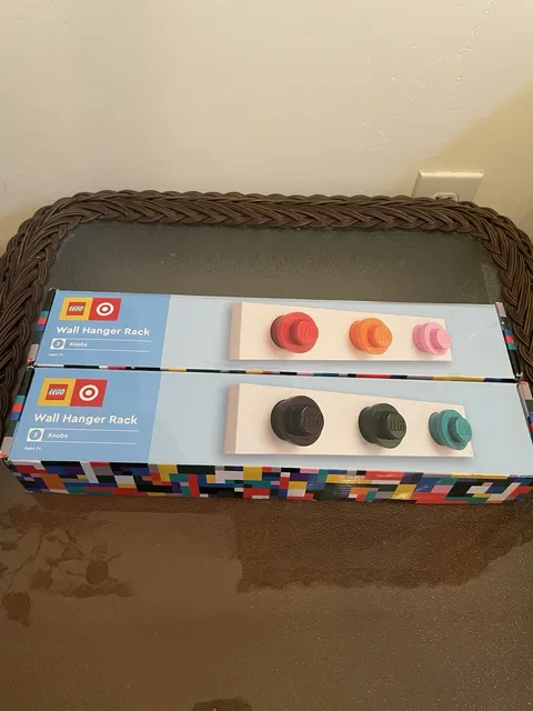 LEGO Collection Target Wall Hanger Rack 3 Knobs Set Of 2 Kids Room Decor