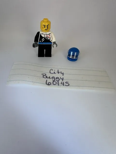 LEGO Minifigure Buggy Driver cty0712 City Race 60145 Checkered Blue Helmet