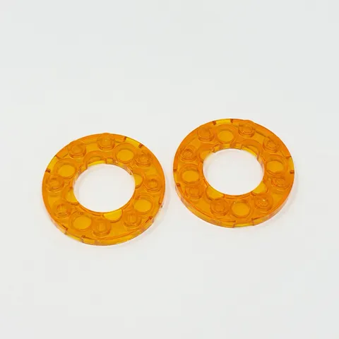 11833 LEGO Parts Plate Round 4x4 w/ 2x2 Hole TRANSPARENT ORANGE (2)