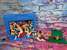 LEGO Vtg 1983 Blue Plastic Carrying Case Storage Box Spaceman Rocket Astronaut
