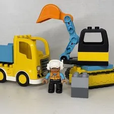 LEGO DUPLO 10931 Dump Truck & Tracked Excavator Construction Toy Worker Inc.