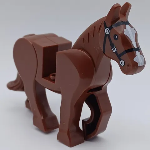 US🇺🇲 - LEGO Horse for Minifigures - Brown with Printed Halter