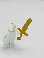 Lego Minifigure Minecraft Weapon Sword Pixelated Pearl Gold 18787