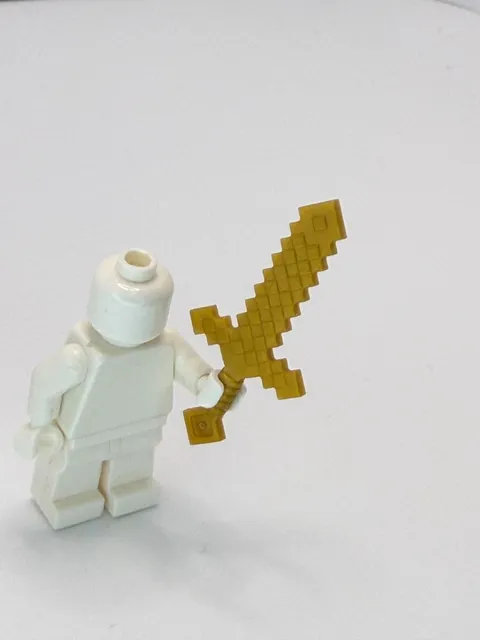 Lego Minifigure Minecraft Weapon Sword Pixelated Pearl Gold 18787