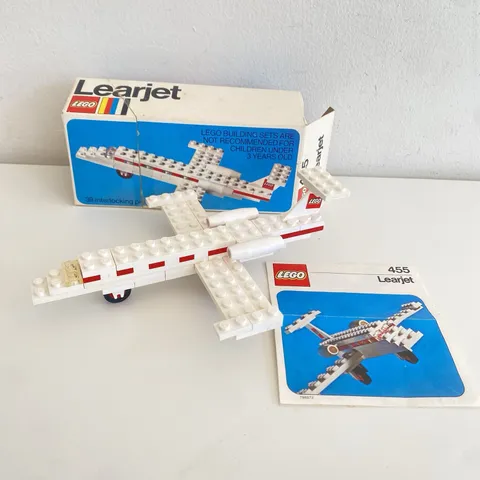 VTG Lego Learjet Plane Set 455 Complete w/ instructions & Original Box 1975