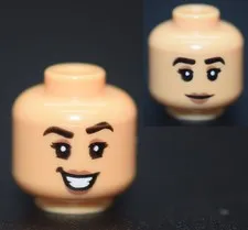 New LEGO Minifigure Head Medium Tan Female Smiling Happy black eyebrows 6491075