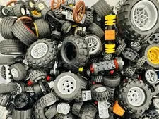 Lot Of 1 Pound Lbs Random Lego Wheels And Axles Black Sorted