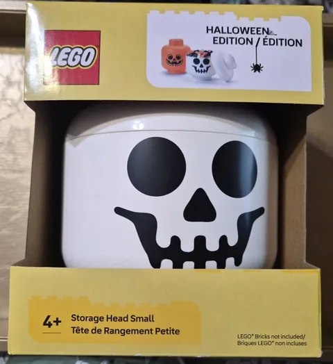 LEGO SMALL STORAGE HEAD HALLOWEEN EDITION WHITE SKELETON 7 INCHES NIB 