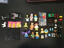 Assorted Lot Of 11 Lego Minifigures, Accesories,  Stands, and Body Parts