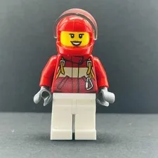 Lego Minifigure Paramedic - Pilot Female, Red Helmet cty0607 City