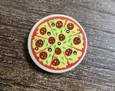 LEGO Tan Tile Round 2x2 With Sliced Pizza Pattern USED