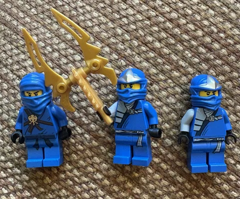 Authentic LEGO Ninjago Minifigures (Jay, Jay ZX, Jay ZX w/ Golden Scythe) 