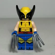 LEGO Wolverine Minifigure w/ Claws Yellow & Black Mask Blue Legs