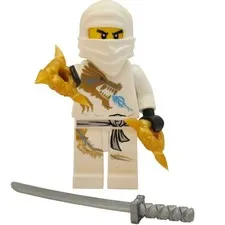 Lego Ninjago Zane DX Minifigure njo0018 Dragon Suit Golden Weapons Mini Figure