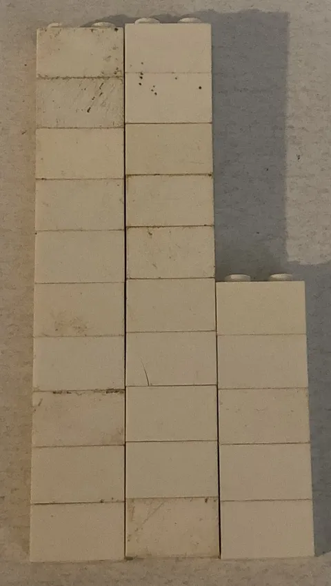 Lego 1x2 Brick Bricks Lot Of 25 Pieces Parts Toy Toys 2 Pegs White
