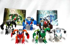 2002 LEGO Bionicle Complete Set of 6 Bohrak 8560 - 8565 w. Masks & Bands