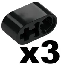 Lego Black TECHNIC Liftarm Modified Thick 1 x 2 Axle Hole Qty 3 Part 60483 T1