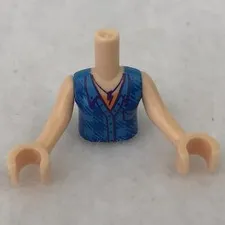 LEGO FTGpb178c01 Light Nougat Torso Mini Doll Girl Dark Azure Plaid Shirt
