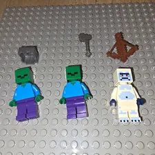 LEGO Minecraft Minifigure Lot 2 Zombies + Yeti w/ Accessories