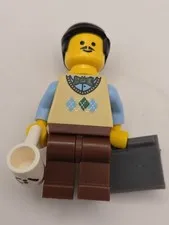 Lego Computer Programmer minifigure w/laptop and C: coffee cup, computer opens