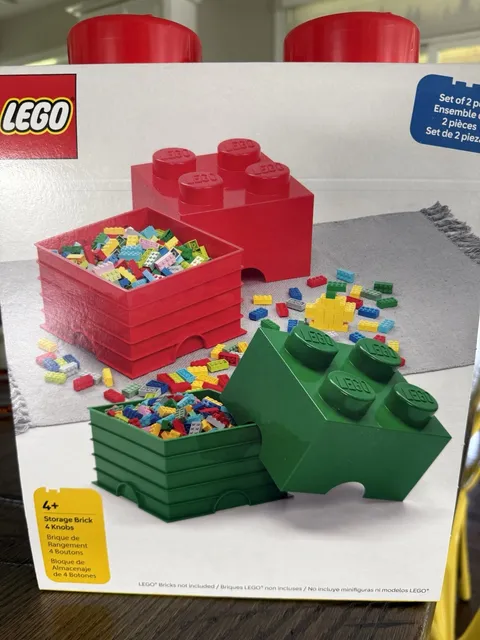 LEGO Storage Brick Box 4 Knobs Set of 2 Pieces